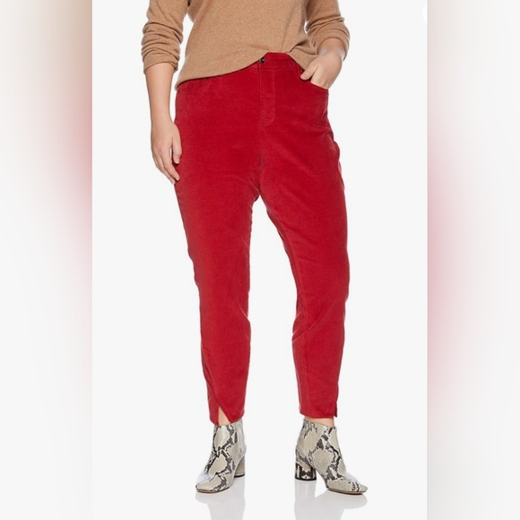 $125 New 22W NYDJ Ami skinny tummy control red velvet twist hem jeans pants - Picture 15 of 16